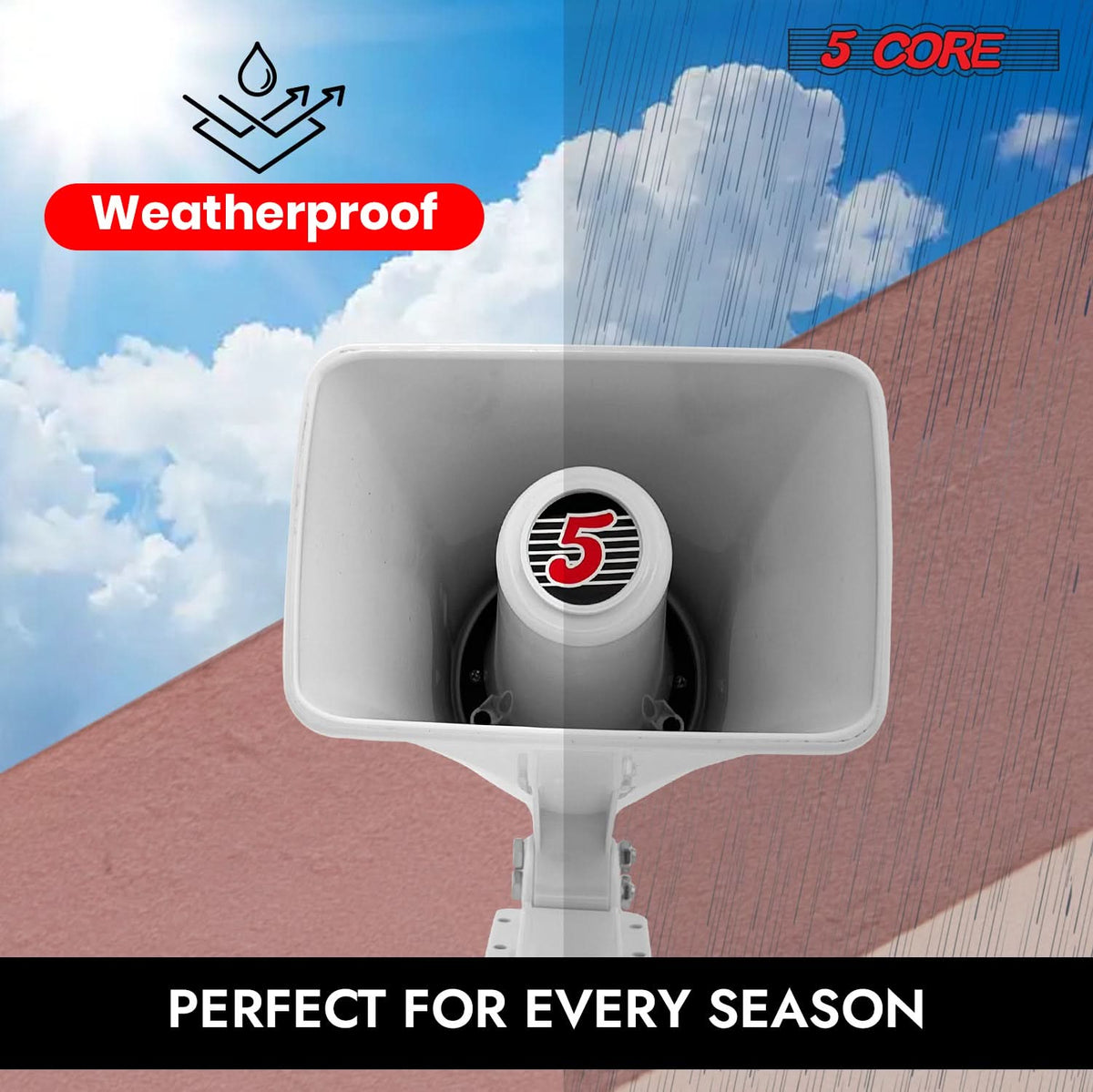 5 Core 6 Inch PA Horn 200W Loud Speaker 4Pc Bull Horn Loud Audio 8Ohm All Weather Indoor Outdoor