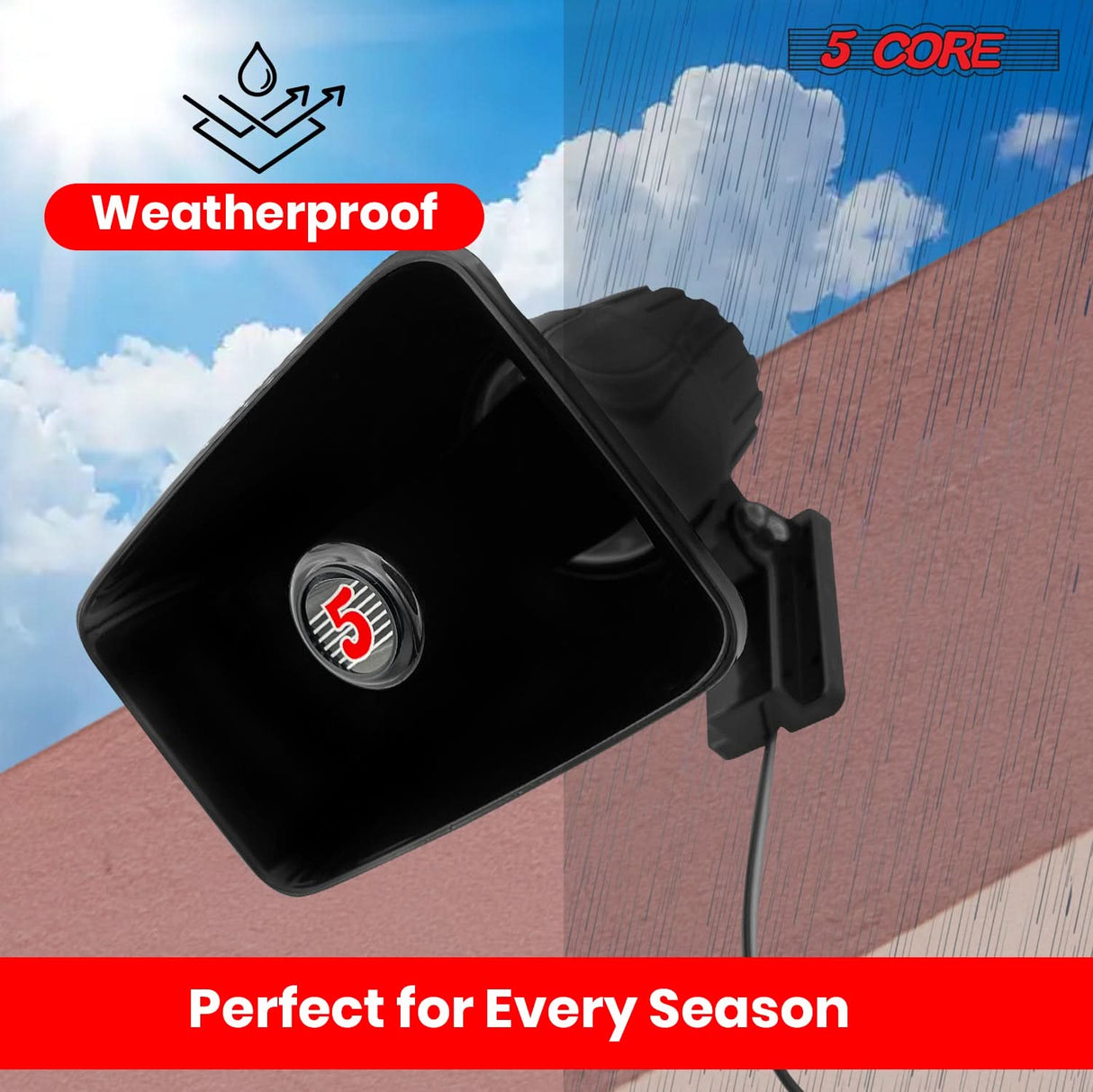 5 Core PA Speaker Pair 6 x 4" 50W Bull Horn Loud Audio Outdoor Speakers System 8Ohm Reflex Megaphone