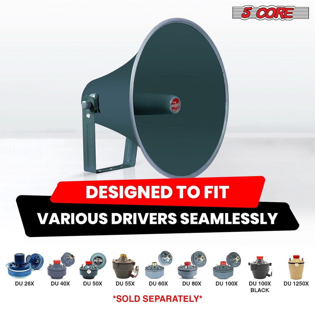 High-efficiency 5 Core horn speaker for wide sound coverage