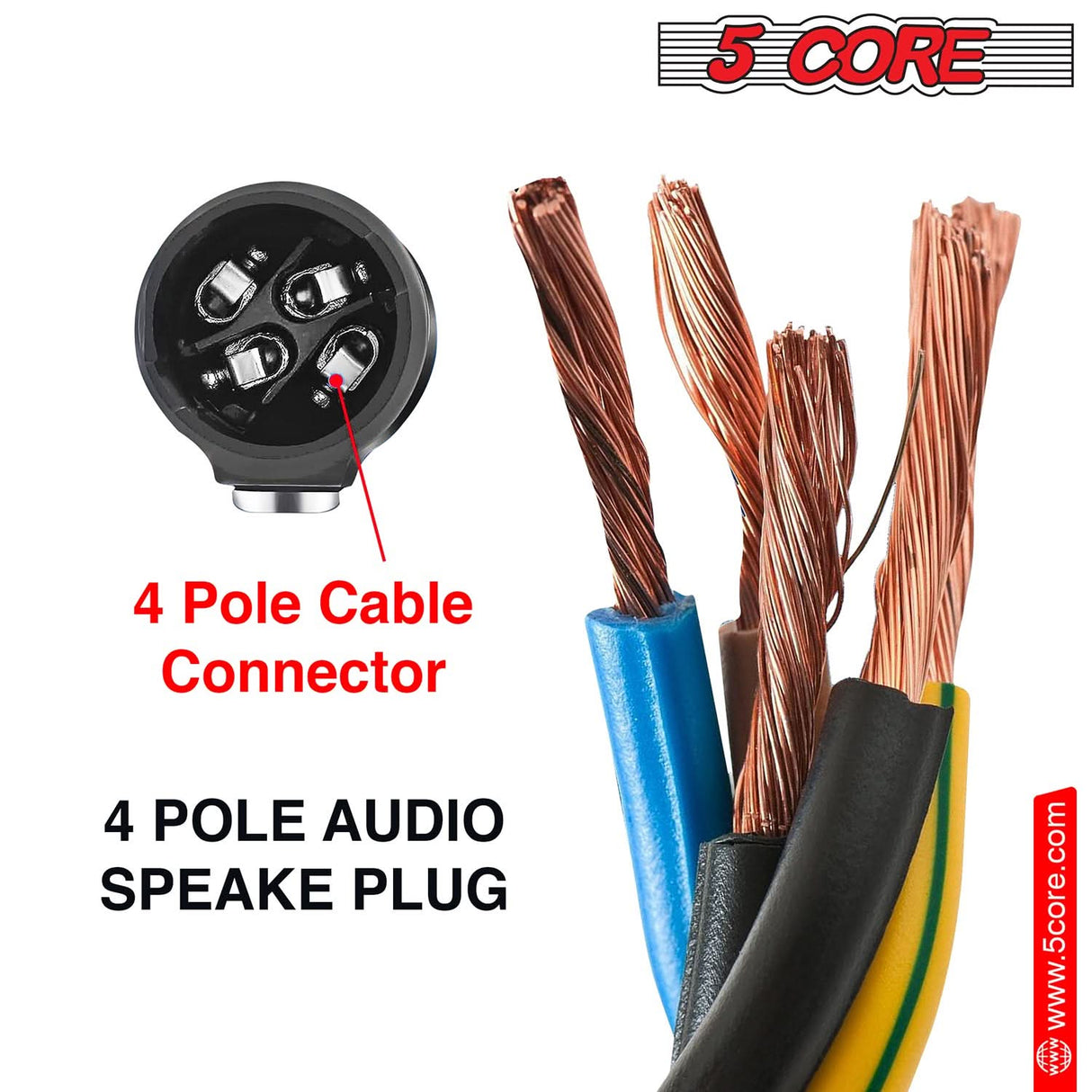 5Core Speakon Adapter High Quality Audio Jack Male Audio Pin Speaker Adapter Connector