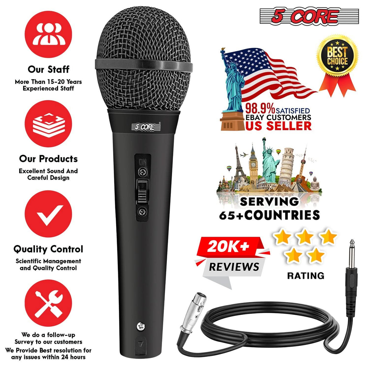 5Core vocal mic dynamic XLR microphone for music and live shows