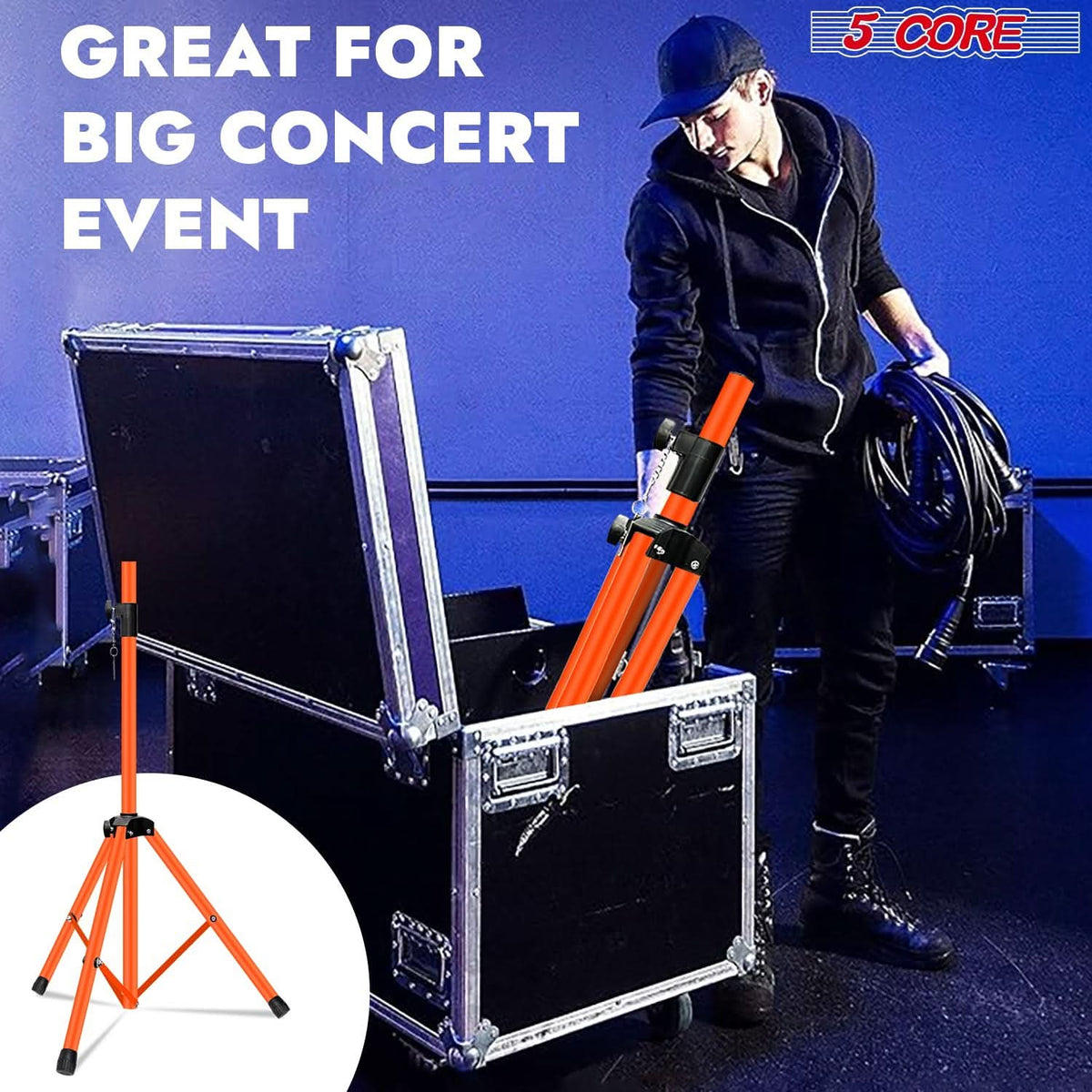 5 Core Speaker Stand Adjustable Tripod PA Speakers Holder 35mm Pole Mount