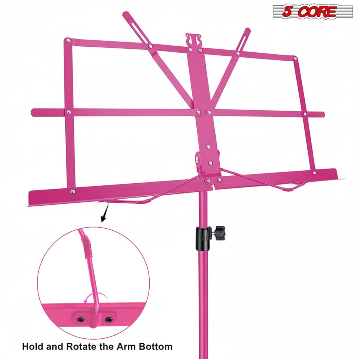 5 Core Music Stand Adjustable Desktop Book Stands Portable Sheet Holder All Metal Foldable Bookstand