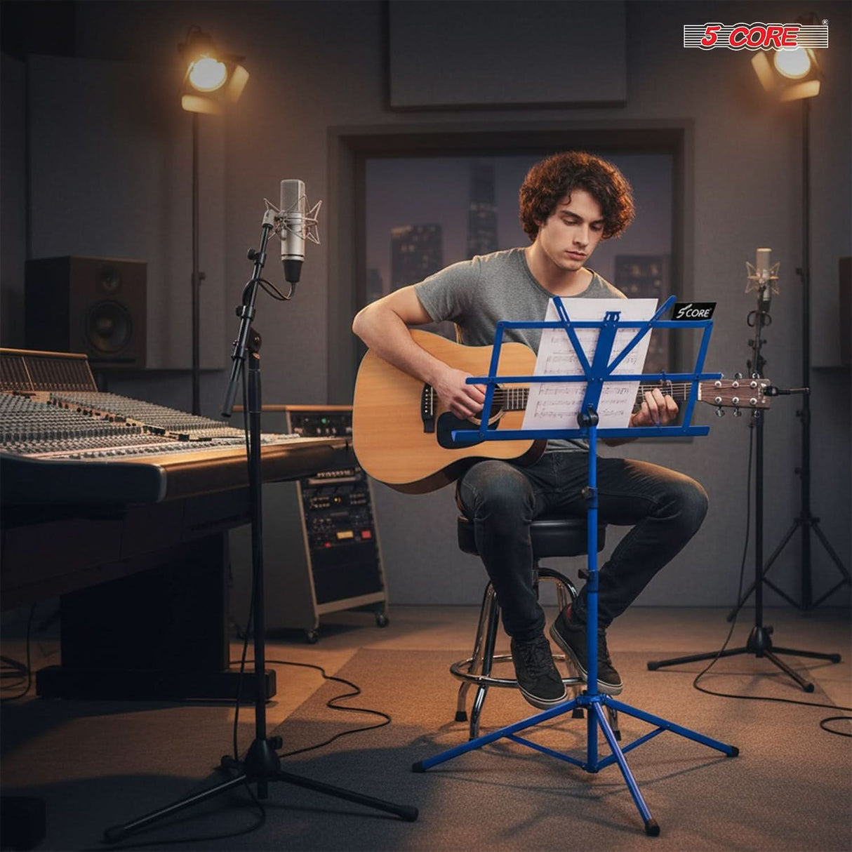 5 Core Music Stand Adjustable Desktop Book Stands Portable Sheet Holder All Metal Foldable Bookstand