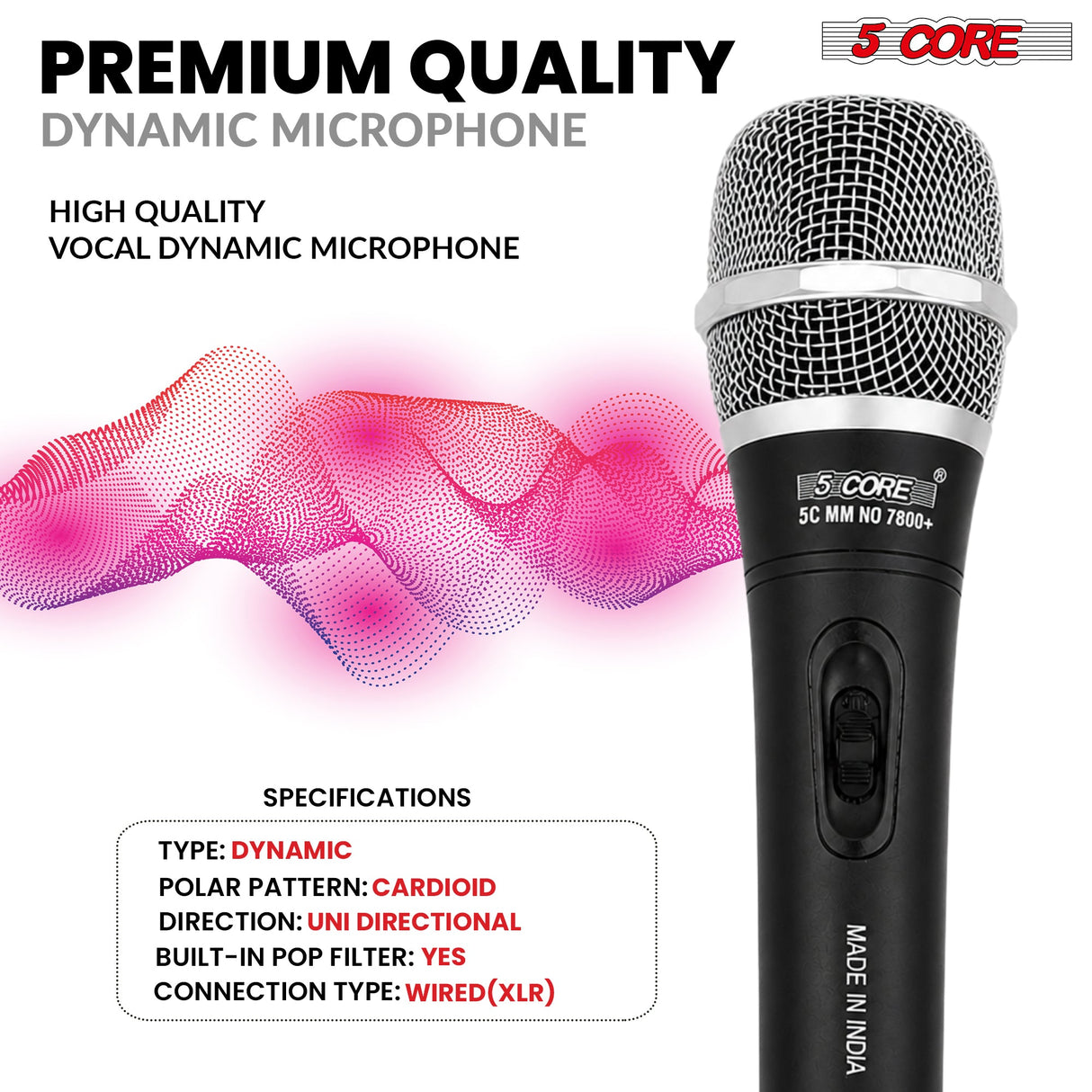 5Core XLR Microphone Dynamic Mic Karaoke Singing Studio Microfono Handheld Mics