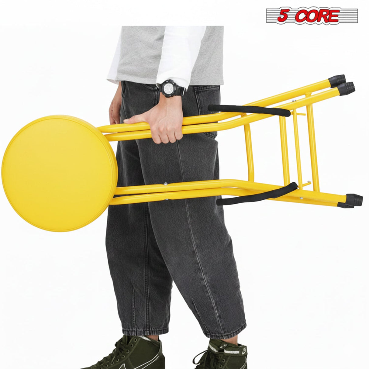 5Core Guitar Stool 3.15" Padded Chair Foldable Heavy Duty Music Seat Built in Foot Rest Guitar Stand