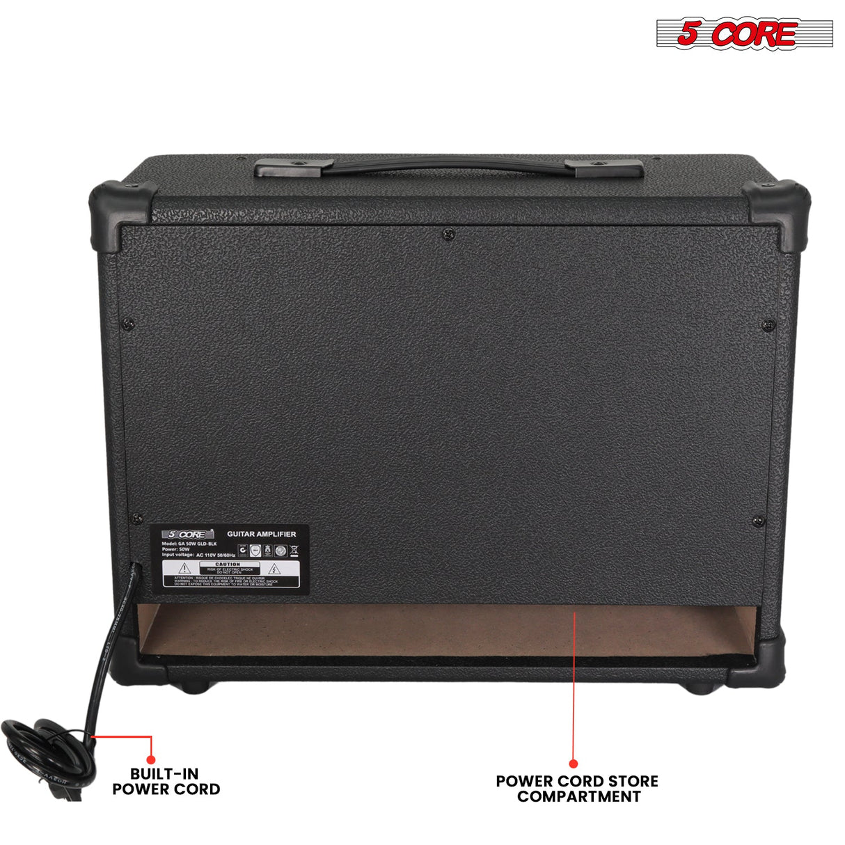 5 Core Guitar Amp 50 Watt Electric Amplifier w Built in 8" Speaker Portable Mini Amps w Aux