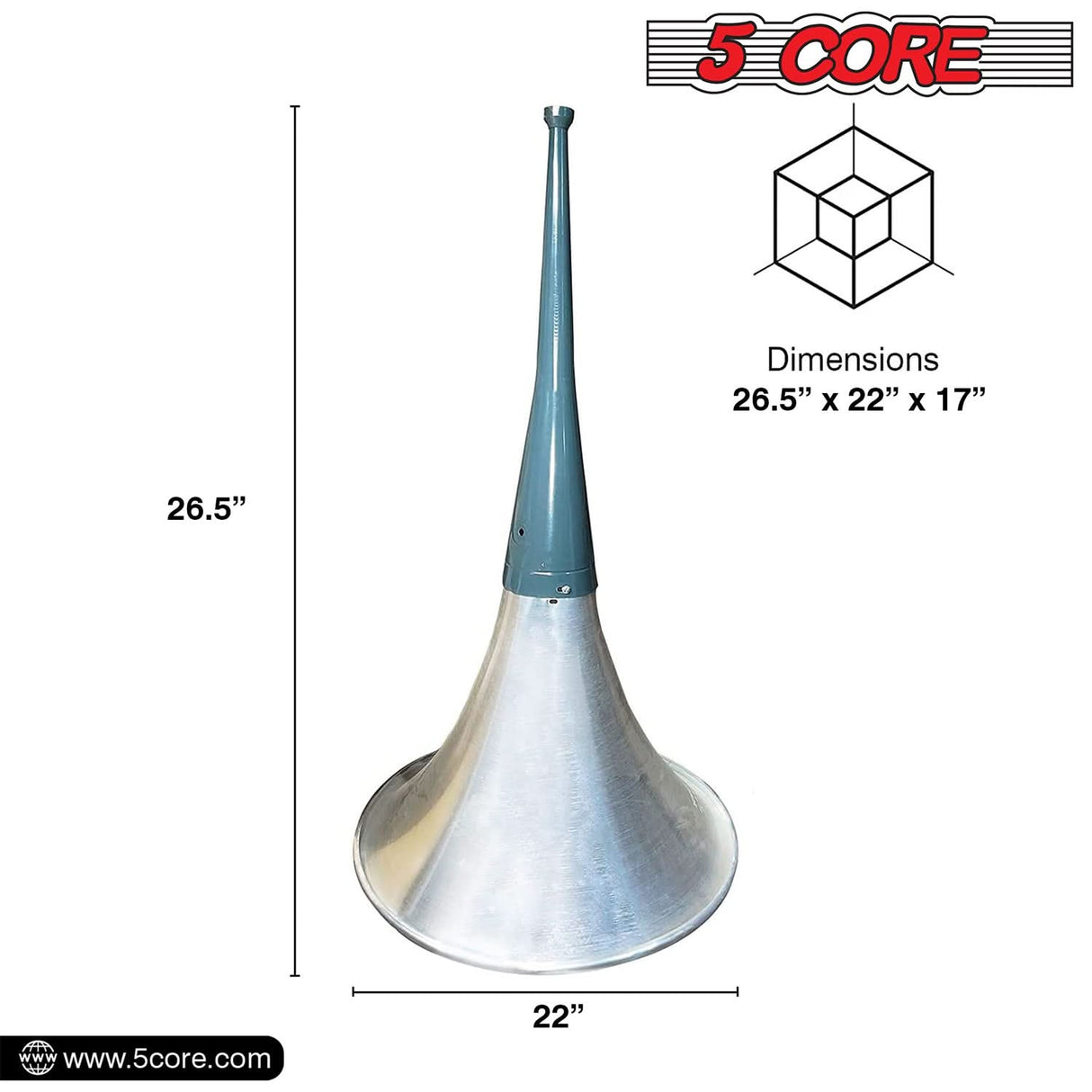 5 Core PA Horn Speaker 500W PMPO Compression Driver in 22 Inch Trumpet Throat Loud Audio System