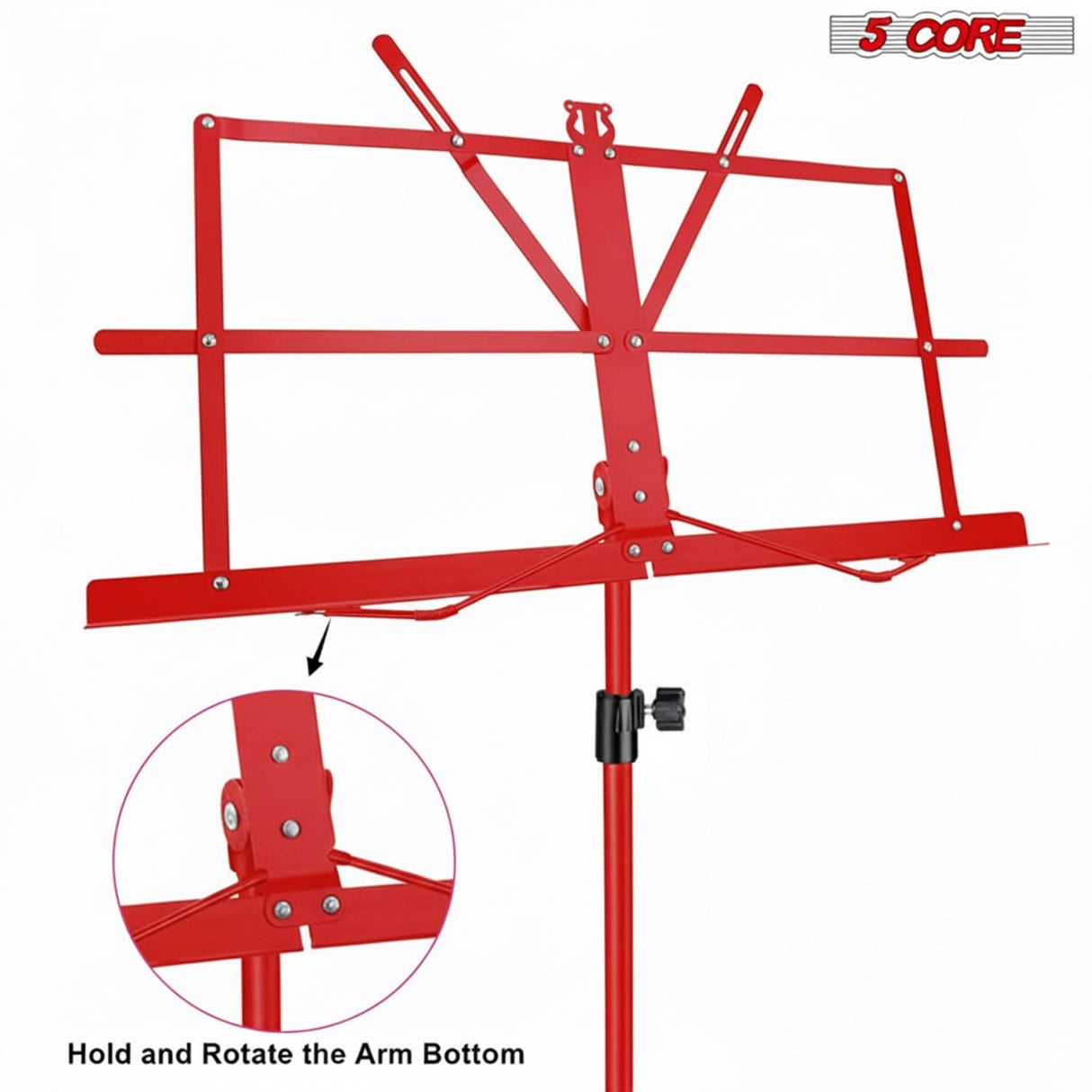 5 Core Music Stand Adjustable Desktop Book Stands Portable Sheet Holder All Metal Foldable Bookstand