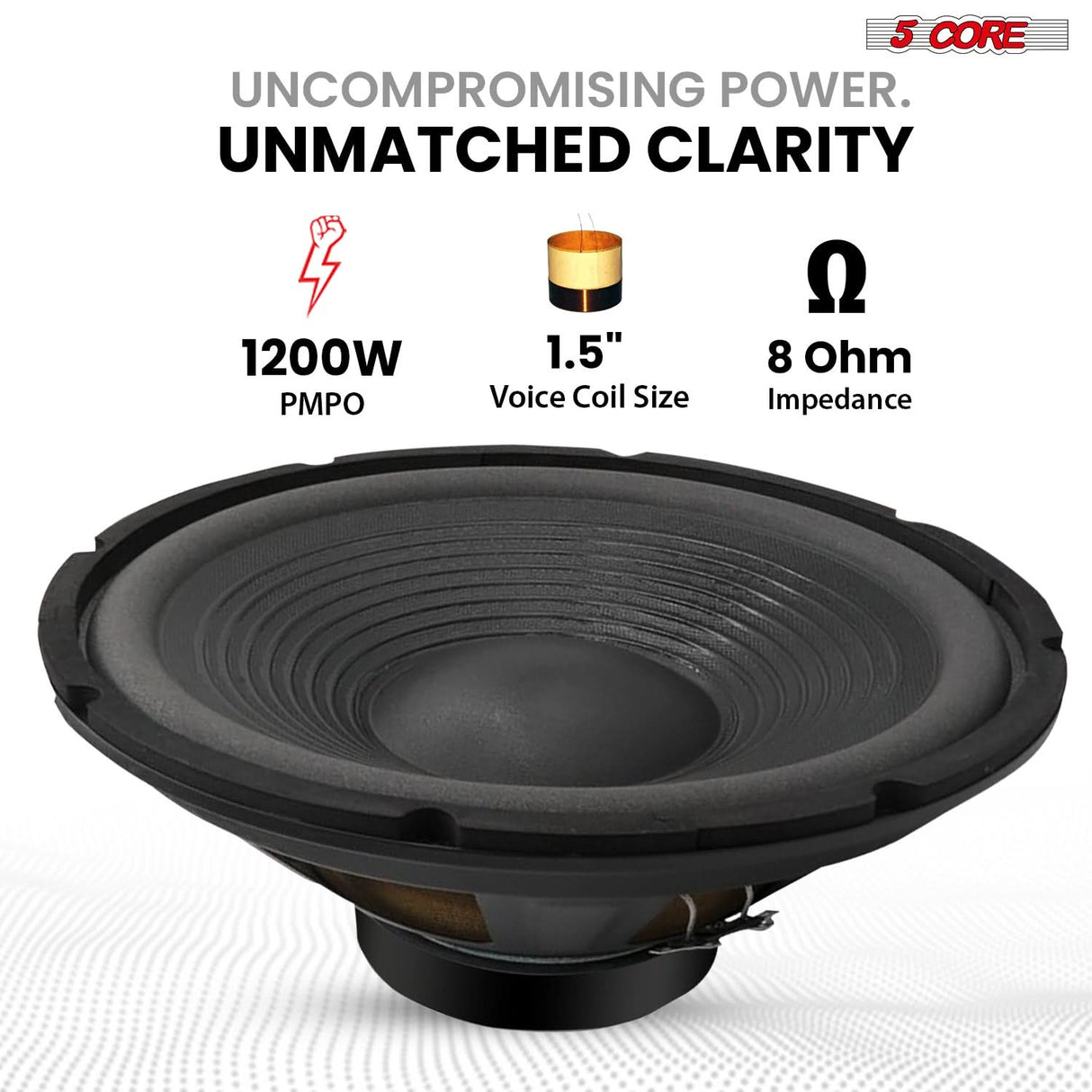 5 Core 12 Inch Guitar Amp Speaker Replacement 200W 8 Ohm Low Distortion for Electric Guitar Cabinets