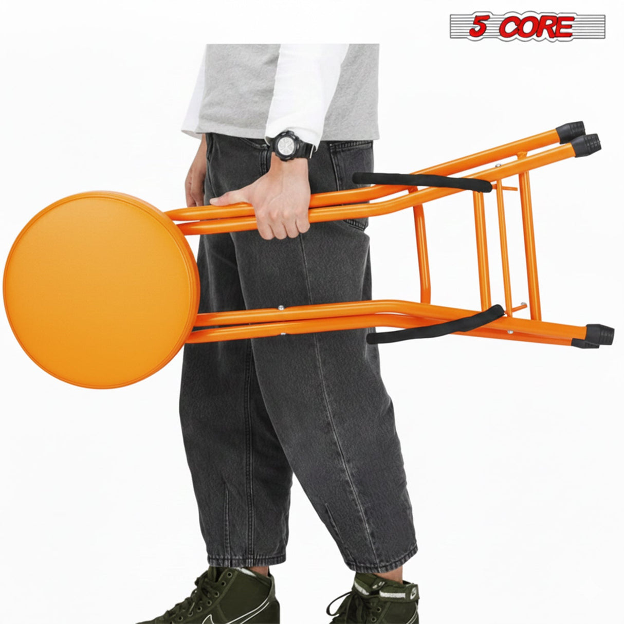 5Core Guitar Stool 3.15" Padded Chair Foldable Heavy Duty Music Seat Built in Foot Rest Guitar Stand