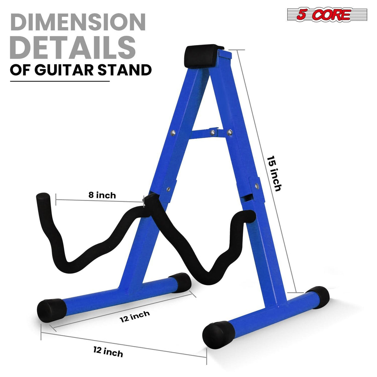 5 Core Guitar Stand A Frame w Soft Foam Arm Non Slip Rubber for Acoustic Electric Bass Ukulele