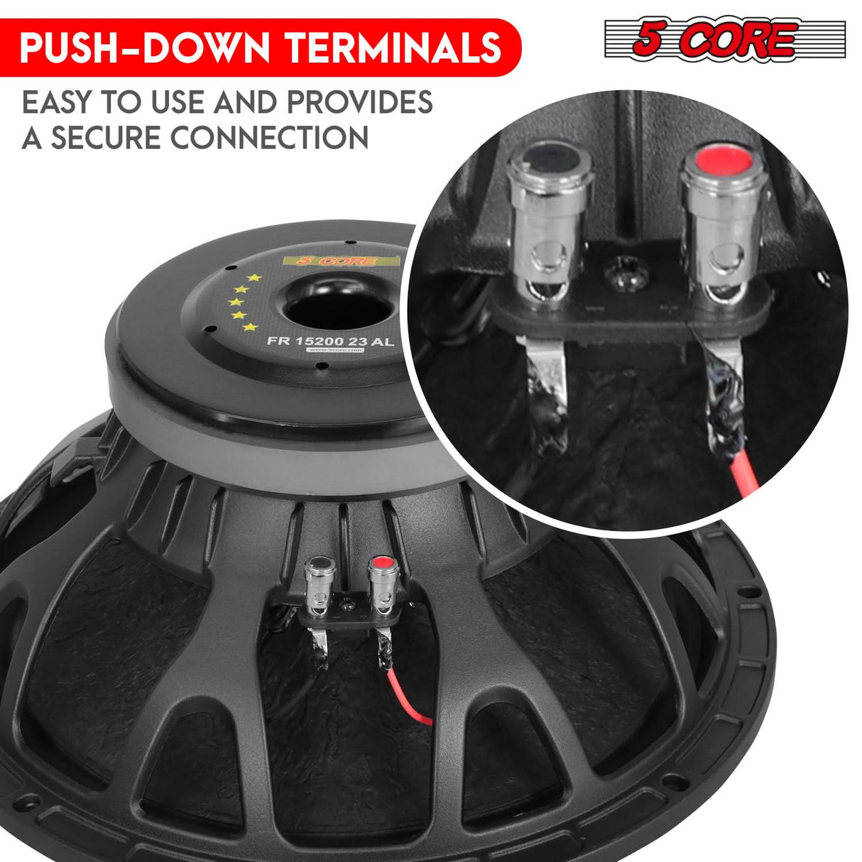 5 Core 8 Ohm 15 Inch Subwoofer Speaker Wiring Terminal View