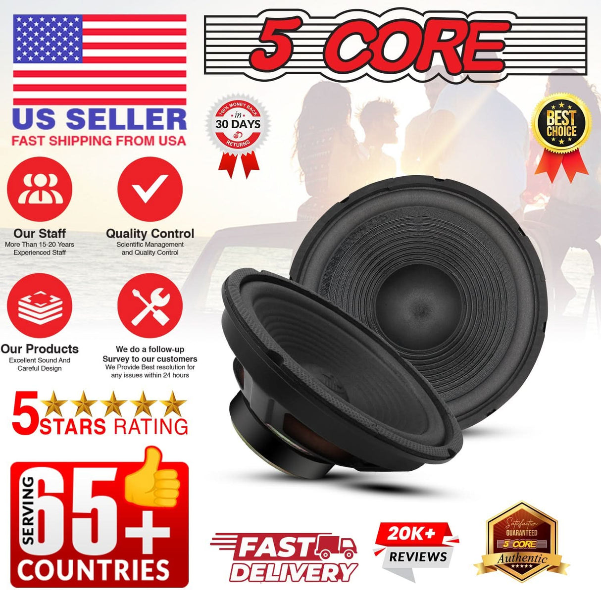 5 Core 8 Inch Woofer Speaker Heavy Duty Build View