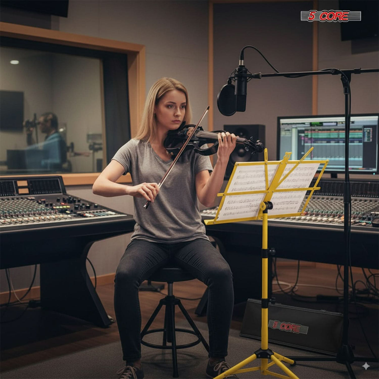 5 Core Music Stand Adjustable 57" Desktop Book Stands Sheet Holder All Metal Portable Bookstand