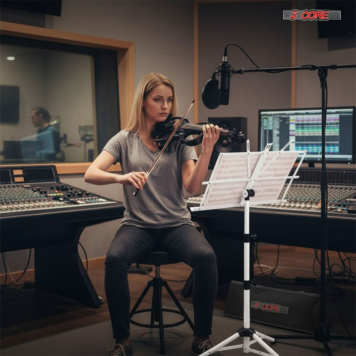 5 Core Music Stand Adjustable Desktop Book Stands Portable Sheet Holder All Metal Foldable Bookstand