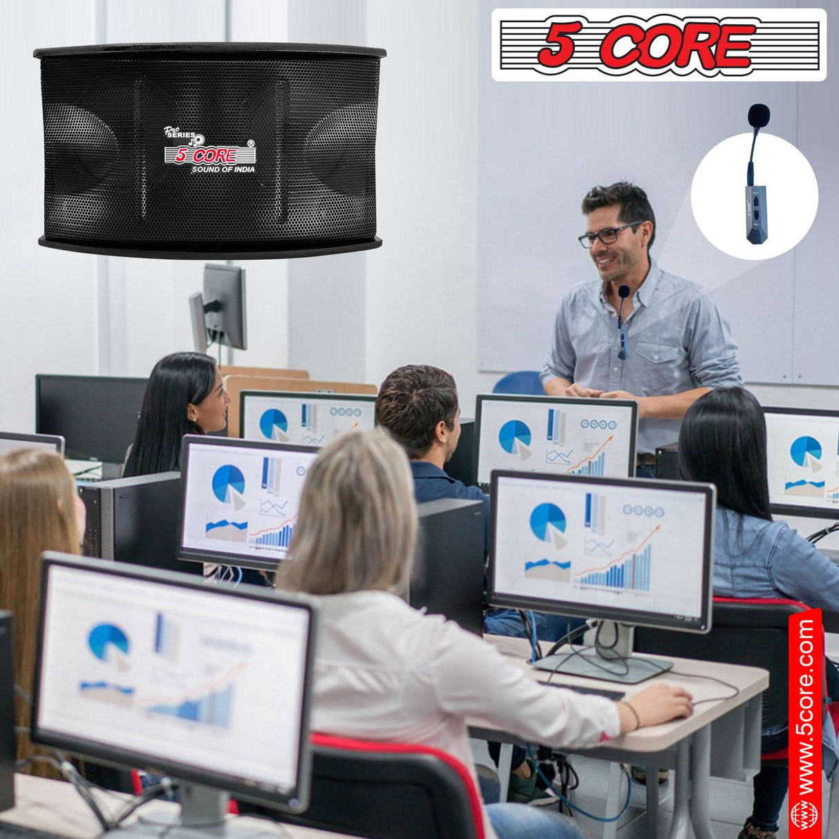 5Core voice amplifier 200W portable PA speaker system with lavalier mic included