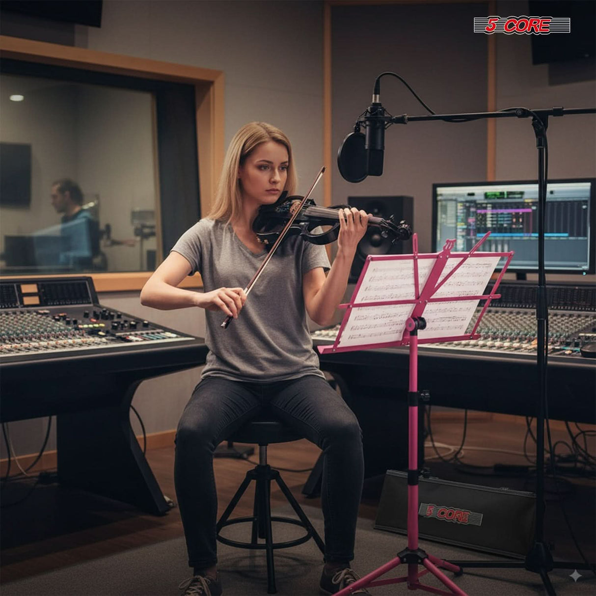 5 Core Music Stand Adjustable Desktop Book Stands Portable Sheet Holder All Metal Foldable Bookstand