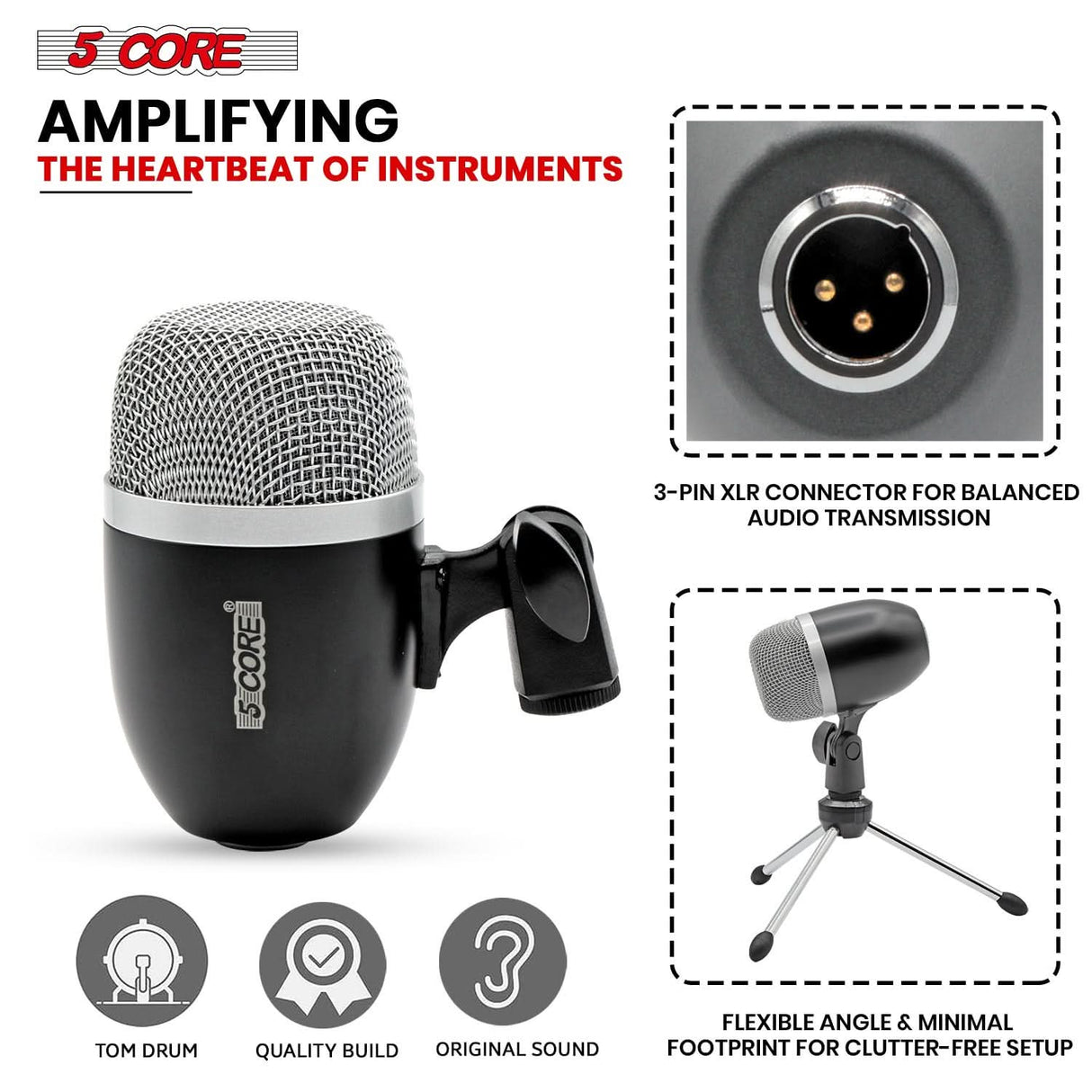 5Core Conga Instrument condenser mic kit compact design view