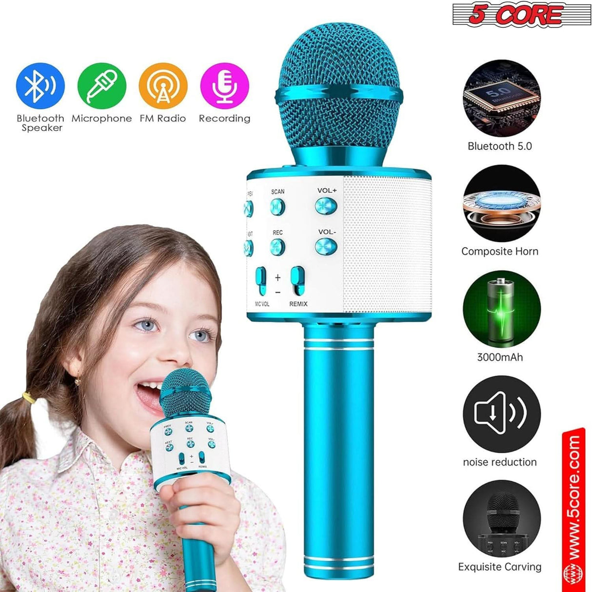 5 Core Karaoke Microphone speaker body texture detailed view