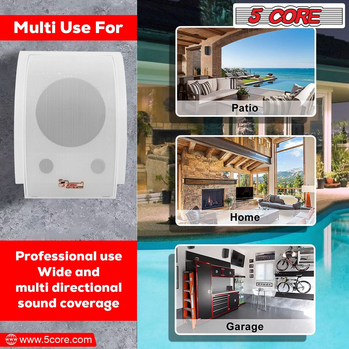 5Core 100W speakers designed for seamless home audio integration