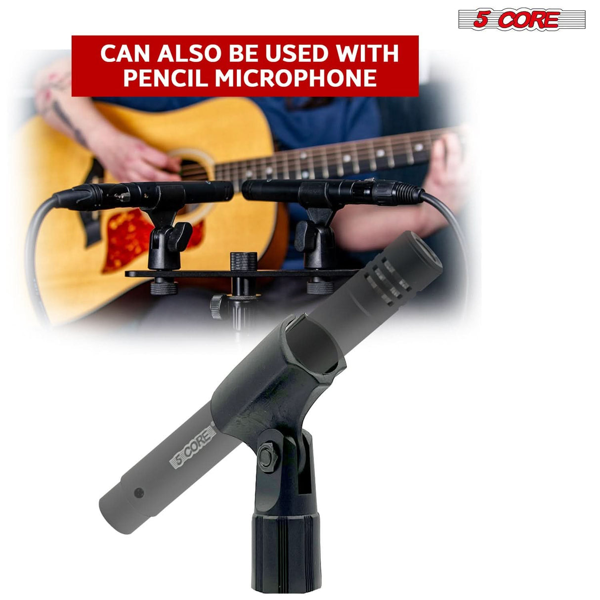 Mic clip holders with included thread adapters for microphone stands