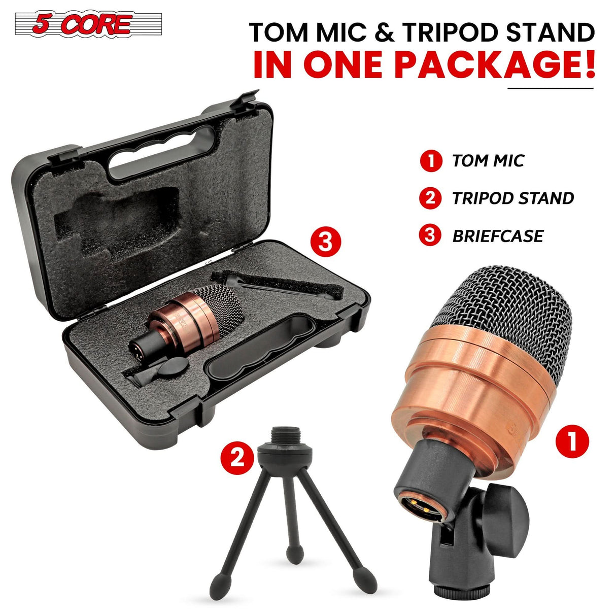5Core instrument microphone in copper for drum kit and snare clarity