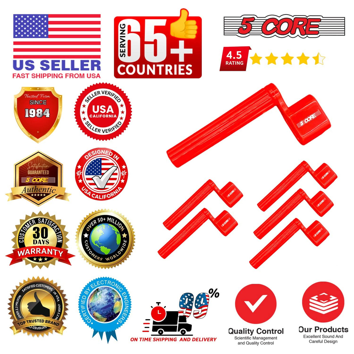 5Core Guitar String Winder Professional Guitars Tools Peg Winder with Bridge Pin Remover