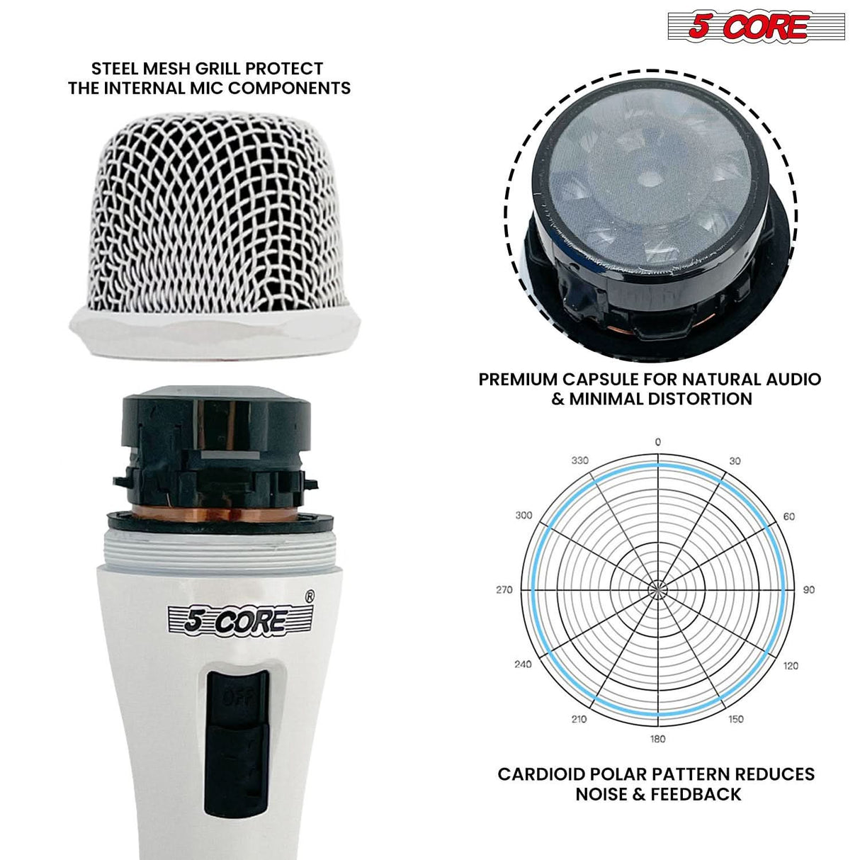 XLR microphone by 5Core suitable for musicians, podcasters, and performers