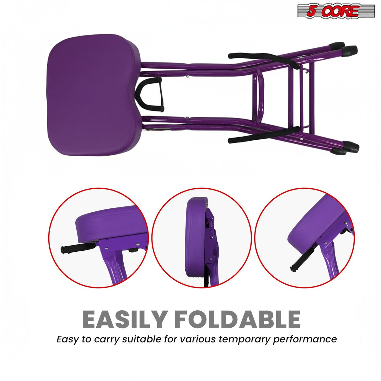 5Core Guitar Stool 3.15" Padded Chair Foldable Heavy Duty Music Seat Built in Foot Rest Guitar Stand