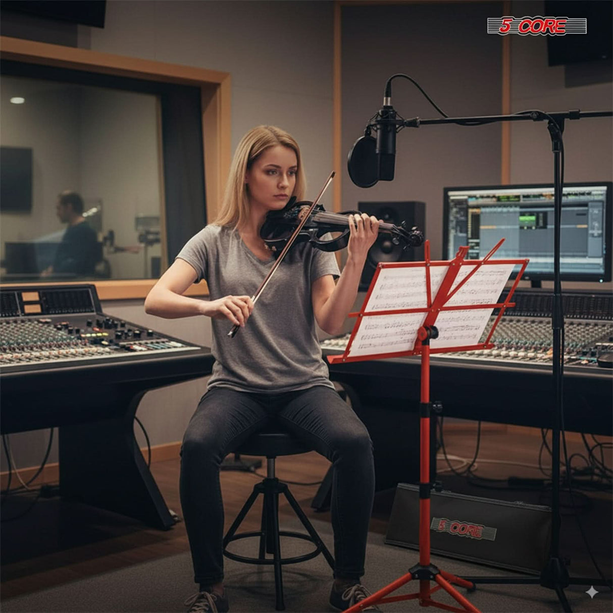 5 Core Music Stand Adjustable Desktop Book Stands Portable Sheet Holder All Metal Foldable Bookstand