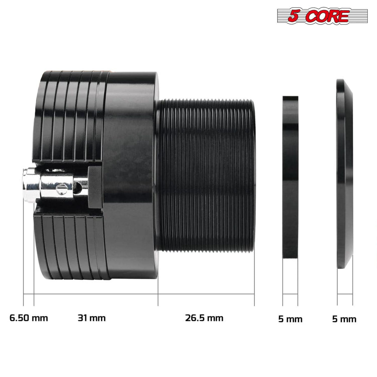 5Core Super Tweeter 2Pc 1" Car Audio Speaker 60W Max Power 4 Ohm Titanium Diaphragm Neodymium Magnet