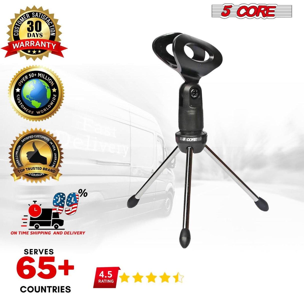 5Core Desktop Mic Stand Tripod professional desktop microphone stand angle view