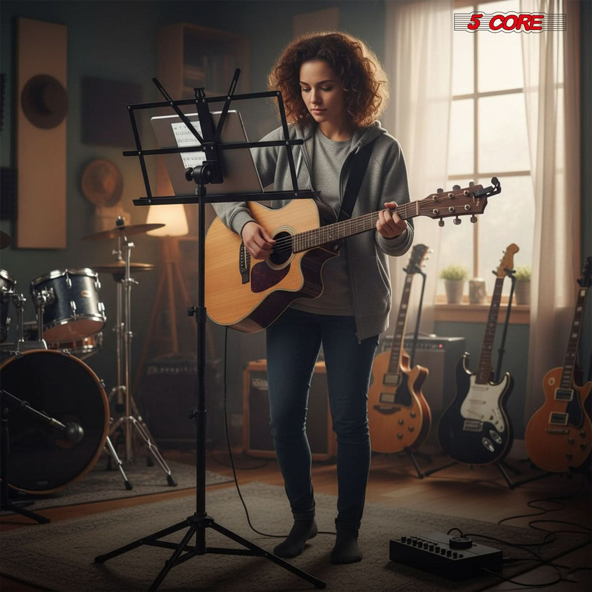 5 Core Music Stand Adjustable 57" Desktop Book Stands Sheet Holder All Metal Portable Bookstand