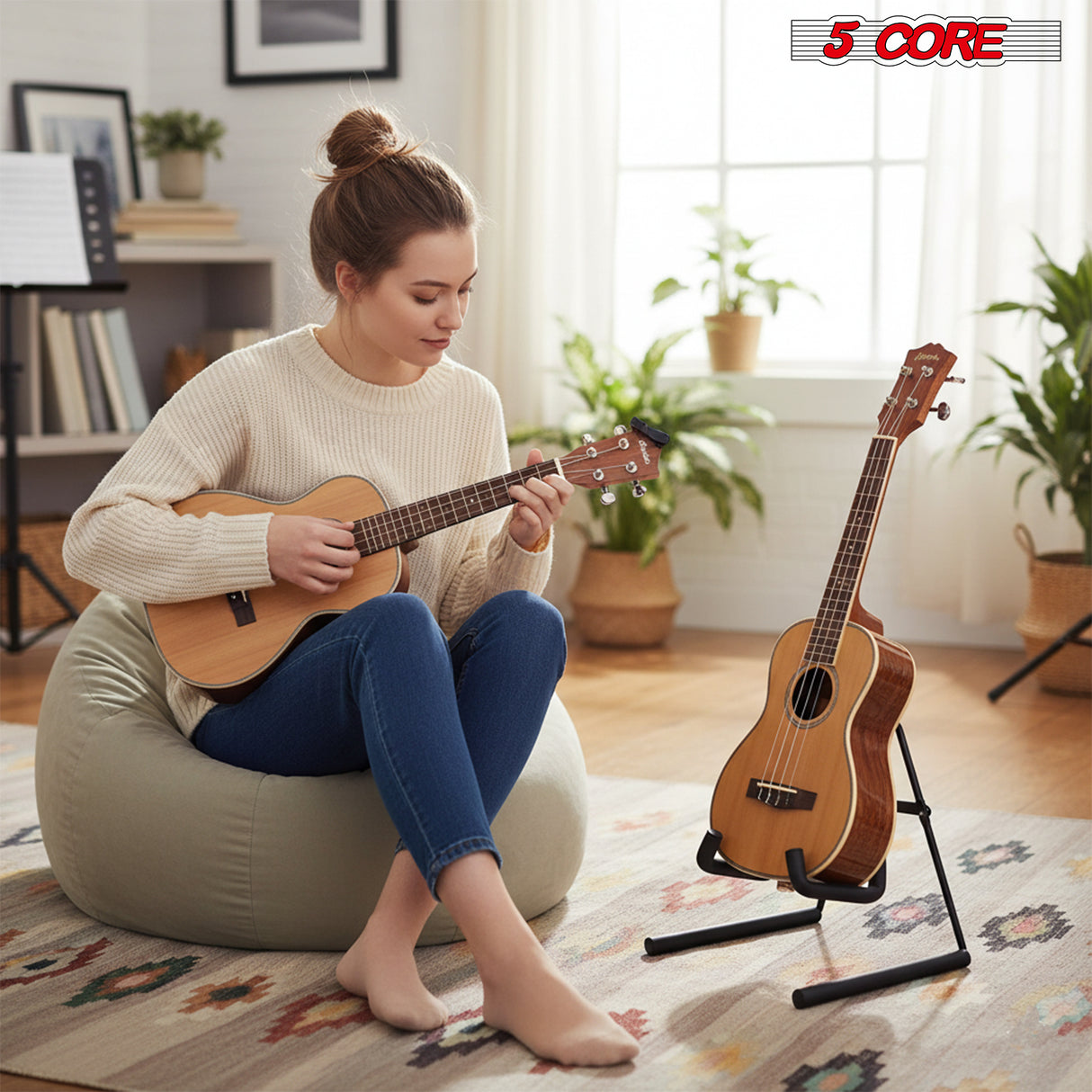 5 Core Ukulele Stand A Frame Metal Body w Soft Padded Arms Support Banjo Ukuleles Mini Guitar Violin