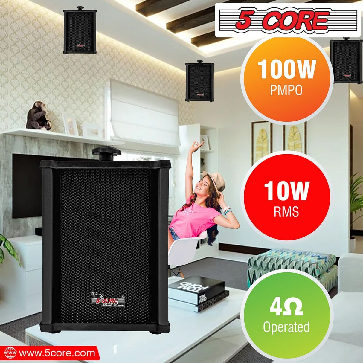 5Core 4000W outdoor and indoor PA system with 32 wall speakers, ideal for commercial and industrial environments