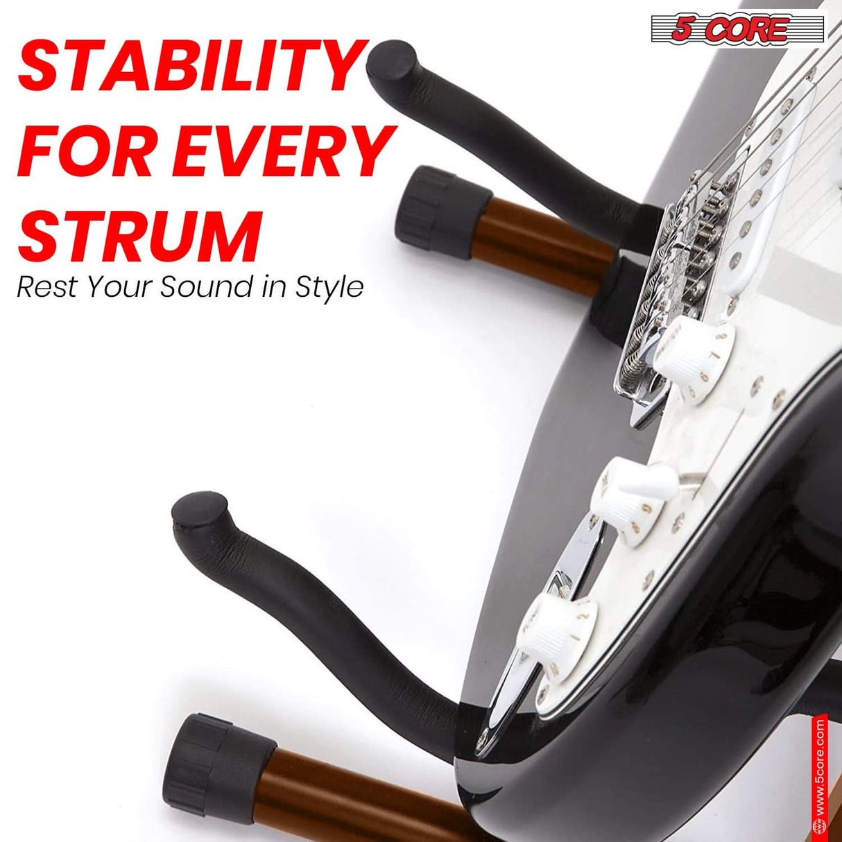 5Core Guitar Stand Floor A Frame Electric Acoustic Bass Soporte Para Guitarra BROWN