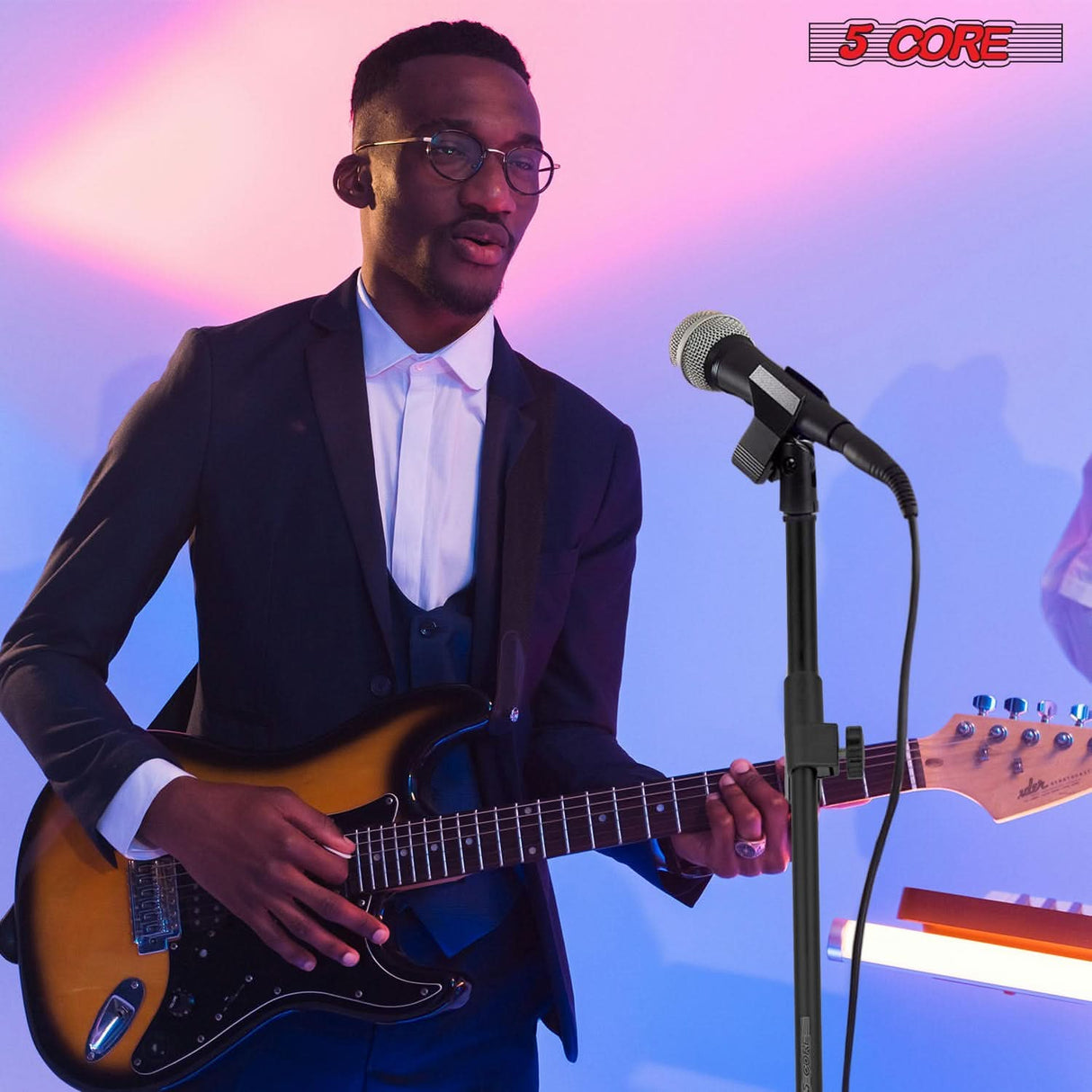 5Core Mic Stand Pair Floor Adjustable Universal Heavy Duty Microphone Stands Round Base Soporte De micrófono