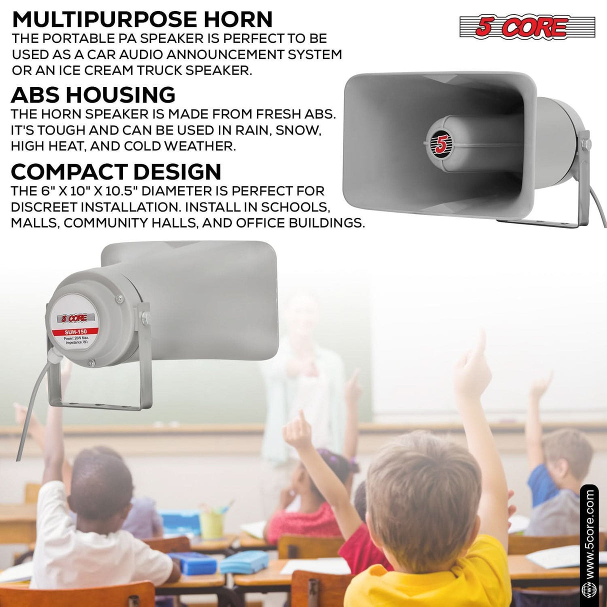 5Core outdoor 6" x 10" PA horn speaker siren 200W PMPO loud driver horn