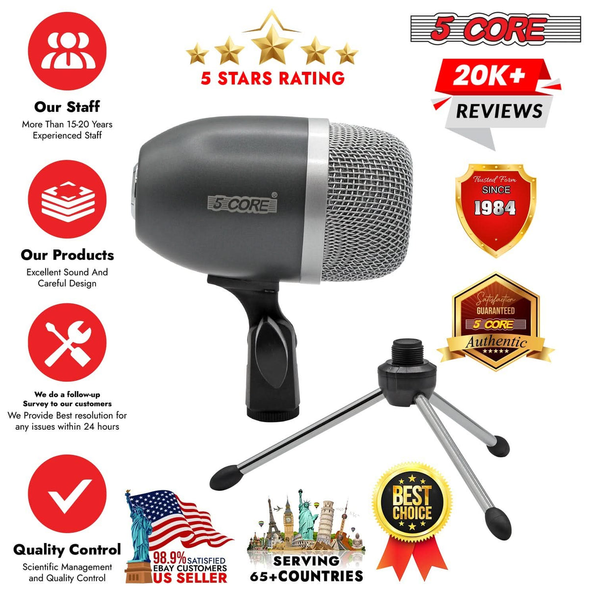 5Core tom snare microphone for drum kit percussion