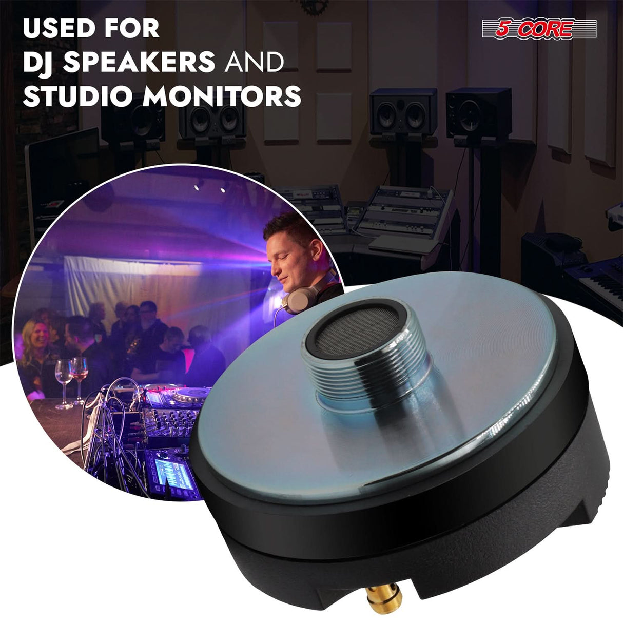 5 Core Compression Driver 1″ PA Horn Tweeter Pro Audio 800W 1.75″ Voice Coil 20Oz Magnet 8Ohm Driver