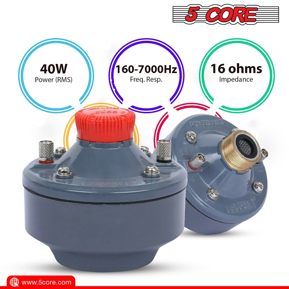 5 Core PA Horn Speaker 400W PMPO Compression Driver in 22 Inch Trumpet Throat Loud Audio System