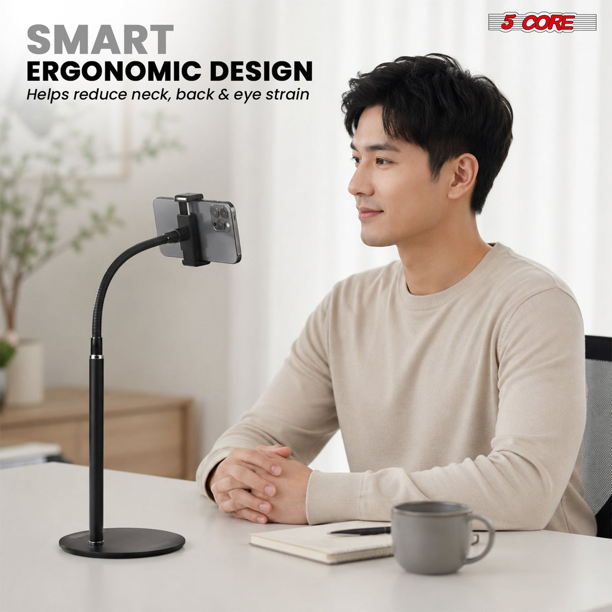 5Core Cell Phone Stand for Desk Adjustable Scissor Boom Arm Stands Tablet Cellphone