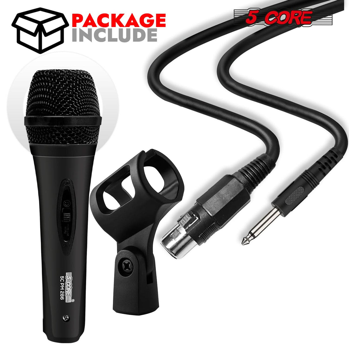 5Core XLR Microphone Dynamic Mic Karaoke Singing Studio Mics Handheld Microfono