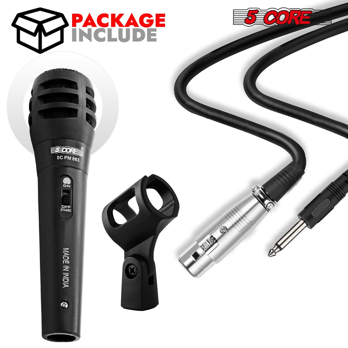5 Core wired dynamic microphone for professional vocal clarity