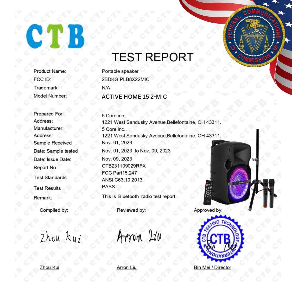 5 Core Bluetooth party speaker DJ system night event view