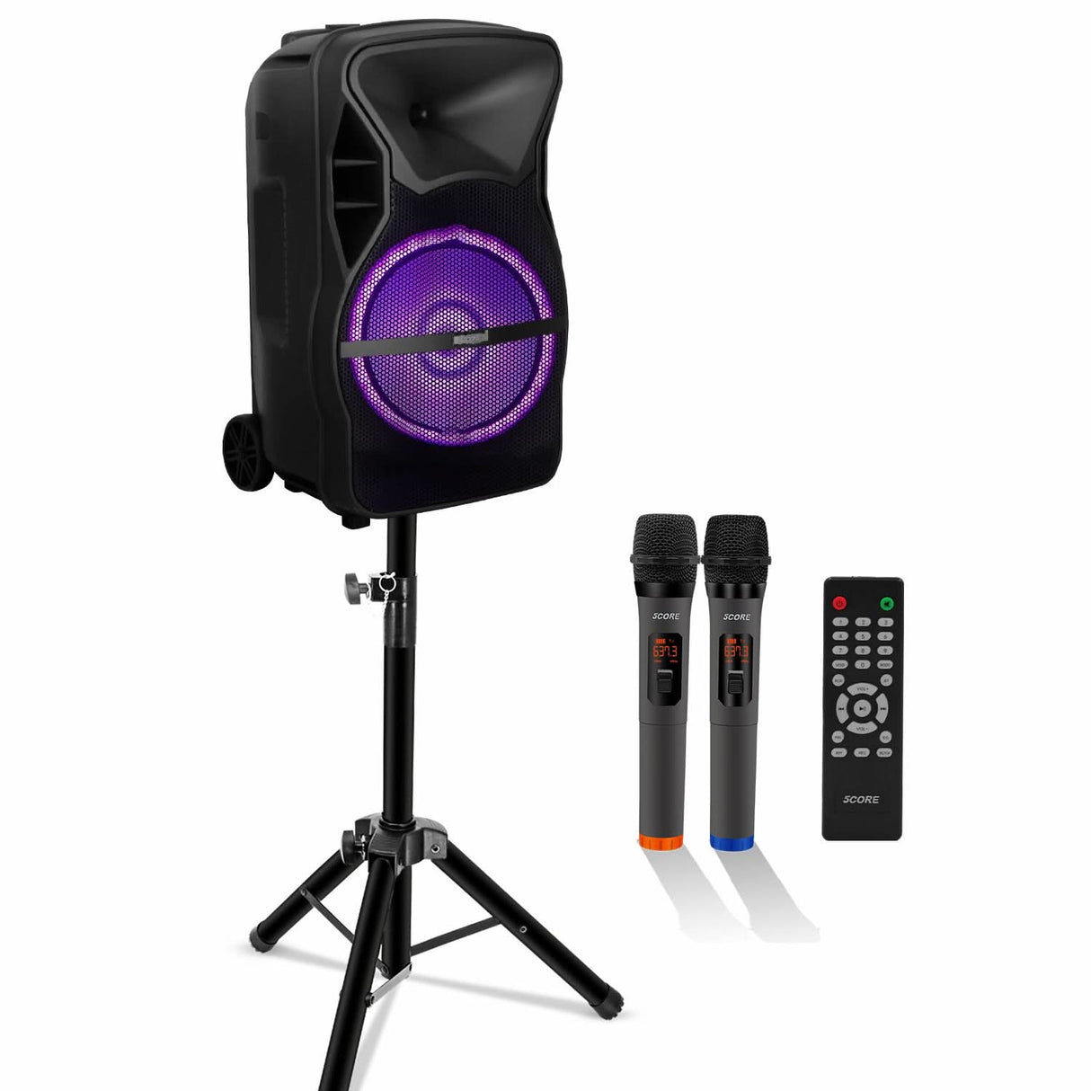 5 Core powered PA DJ speaker rechargeable battery rear view
