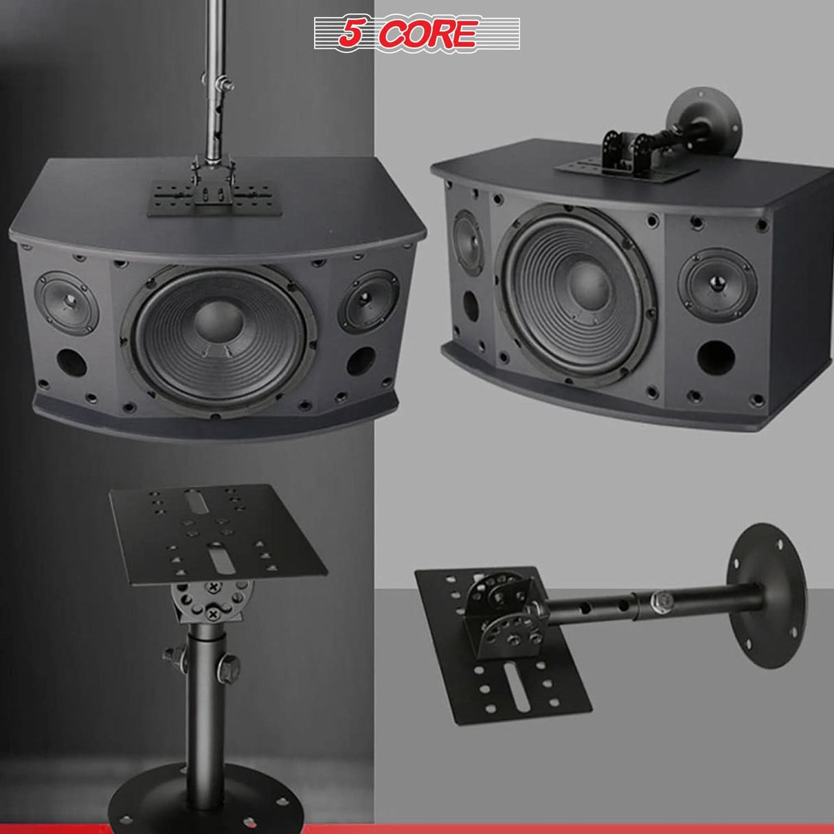 Adjustable wall mount bracket for speakers with rotatable angle