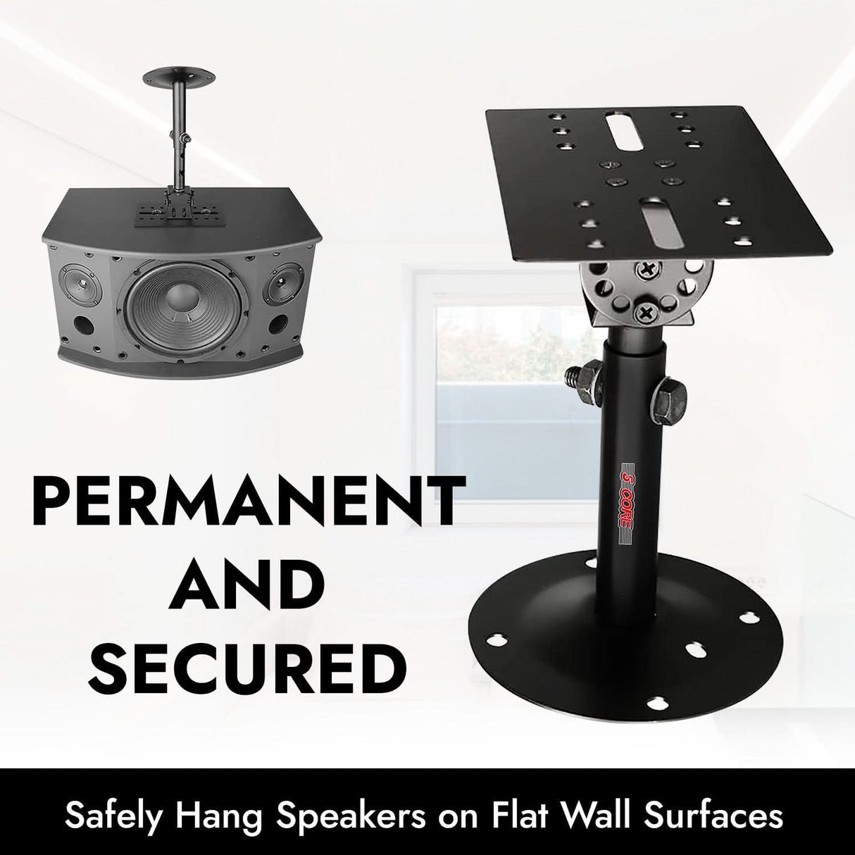Heavy-duty wall mount for large audio speakers by 5Core