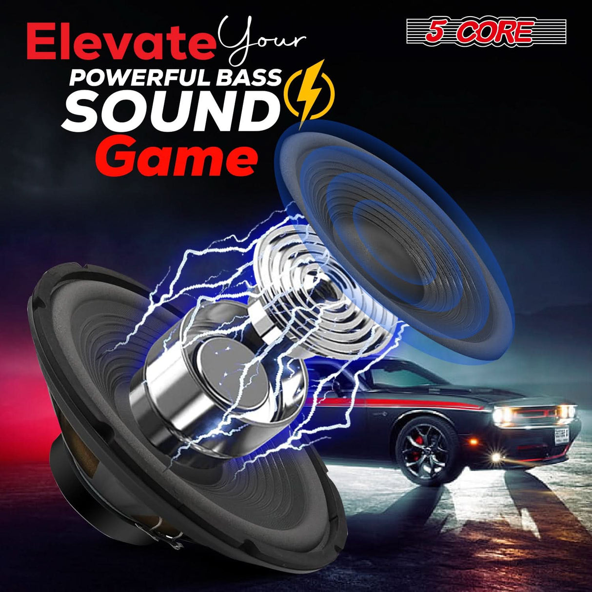 5 Core Car Audio 12 Inch Sub Woofer Bass Cone Detail View